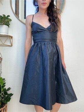 Max Studio Speciality Products Dark Blue Silk Blend Dress Size Small